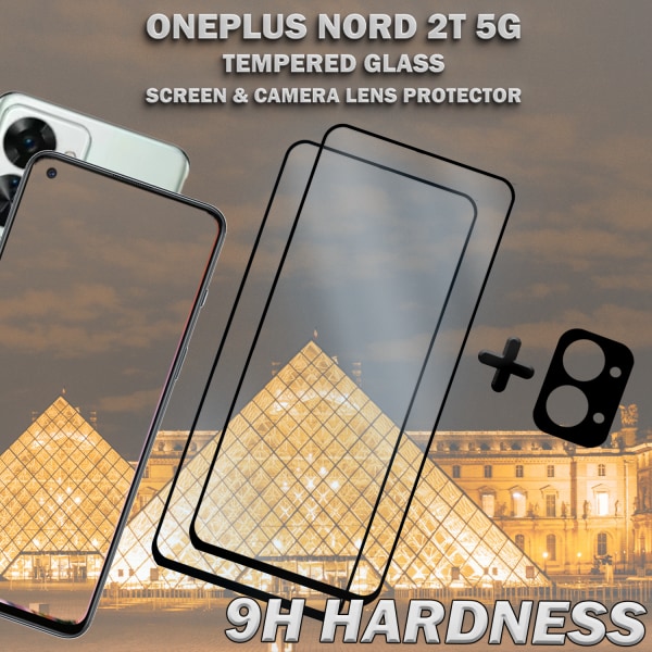 2-Pack ONEPLUS NORD 2T 5G Skärmskydd & 1-Pack linsskydd - Härdat Glas 9H - Super kvalitet 3D