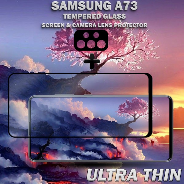 Samsung A73 & 1-Pack linsskydd - Härdat Glas 9H - Super kvalitet 3D