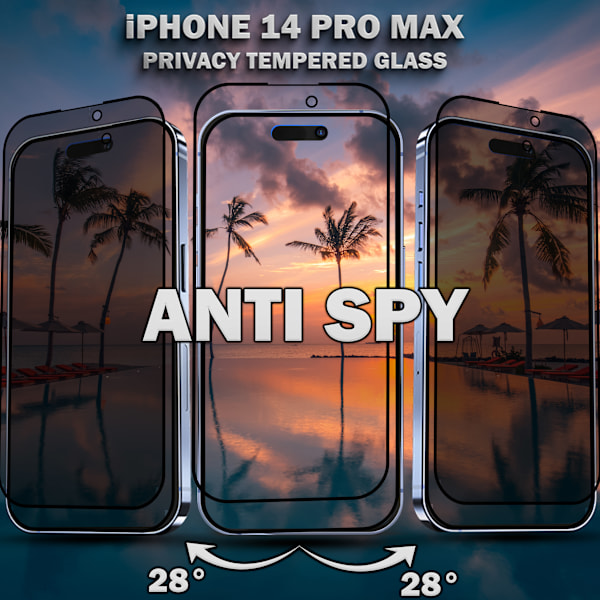 2-Pack Privacy Skärmskydd For iPhone 14 Pro Max - Härdat Glas 9H - Super Kvalitet 3D
