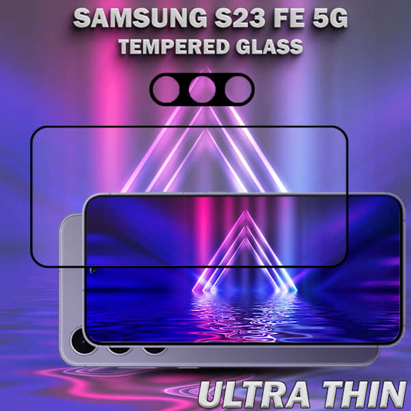 1-Pack SAMSUNG S23 FE Näytönsuoja & 1-Pack linssinsuoja - Karkaistu Lasi 9H - Super laatu 3D