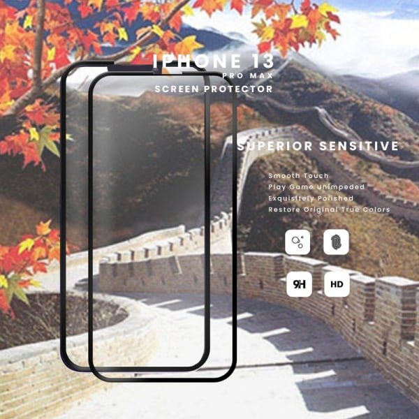 2-Pack iPhone 13 Pro Max - Härdat Glas 9H - High Definition HD - Full Cover Skärmskydd