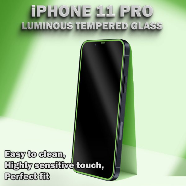 1-Pack Självlysande Skärmskydd For iPhone 11 Pro - Härdat Glas 9H - Super Kvalitet 3D