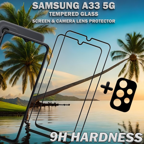 2-Pack Samsung A33 (5G) Skärmskydd & 1-Pack linsskydd - Härdat Glas 9H - Super kvalitet 3D