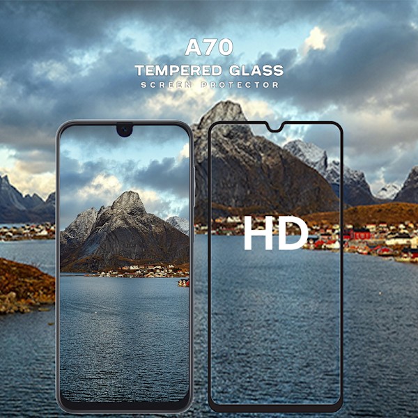 1-Pack SAMSUNG GALAXY A70 Skærmbeskyttelse - Hærdet Glas 9H - Super kvalitet 3D