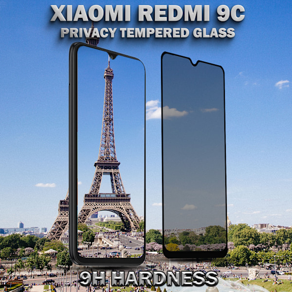 1-Pack Privacy Skärmskydd For Xiaomi 9C - Härdat Glas 9H - Super Kvalitet 3D