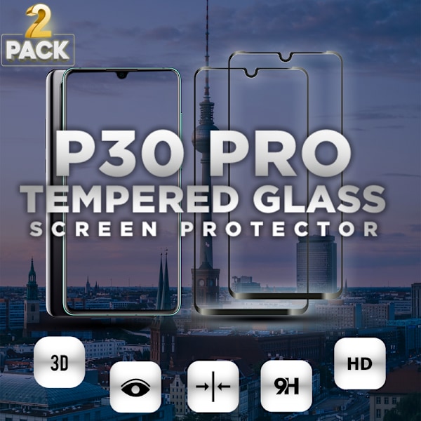 2 Pack Huawei P30 Pro - Härdat glas 9H – 3D Super kvalitet