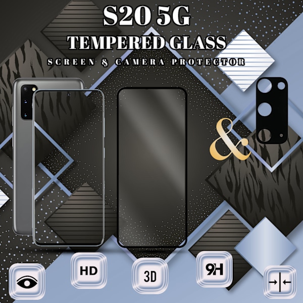 1-Pack SAMSUNG S20 Skærmbeskyttelse & 1-Pack linsebeskyttelse - Hærdet Glas 9H - Super kvalitet 3D