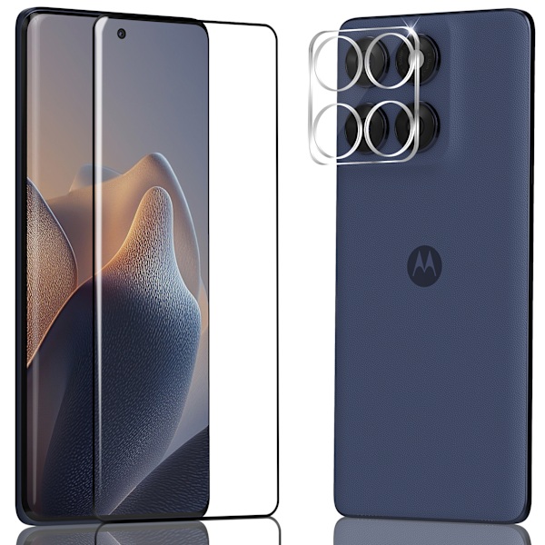 1-Pack Motorola Edge 60 Fusion Skärmskydd & 1-Pack linsskydd - Härdat Glas 9H - Super kvalitet 3D