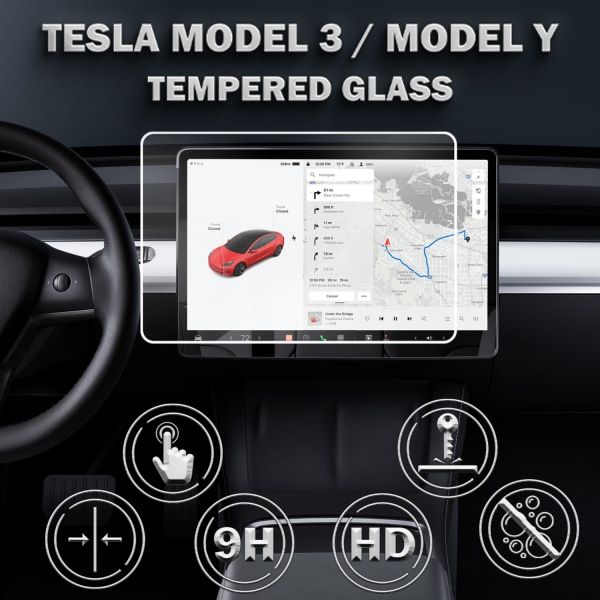 1-Pack TESLA MODEL Y Näytönsuoja - Karkaistu Lasi 9H - Super laatu 3D