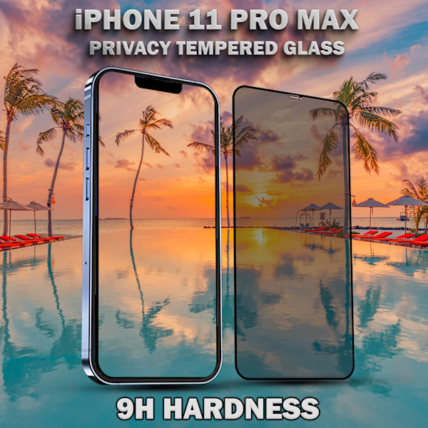 1-Pack Privacy Skärmskydd For iPhone 11 Pro Max - Härdat Glas 9H - Super Kvalitet 3D