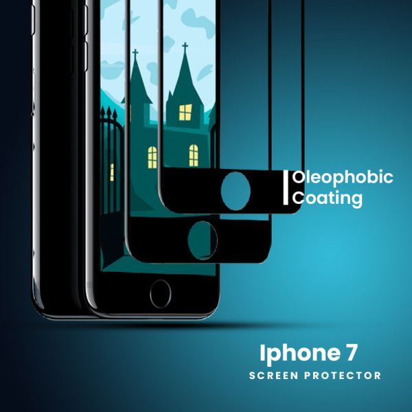 2-PACK Full Cover Iphone 7 Svart - Härdat Glas 9H Skärmskydd 3D