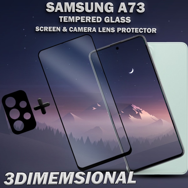 Samsung A73 & 1-Pack linsskydd - Härdat Glas 9H - Super kvalitet 3D
