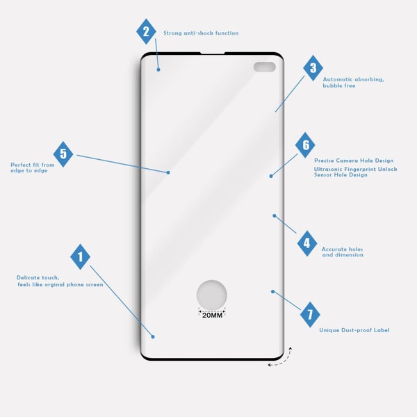 Samsung S10 3D rundat härdat glasfodral - Svart