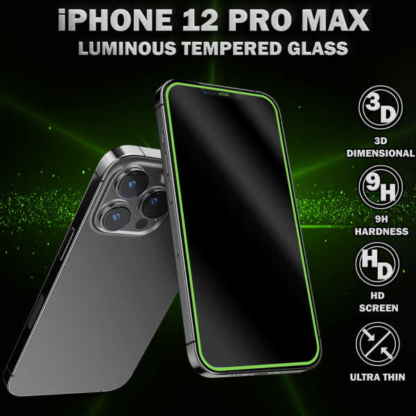 1-Pack Självlysande Skärmskydd For iPhone 12 Pro Max - Härdat Glas 9H - Super Kvalitet 3D