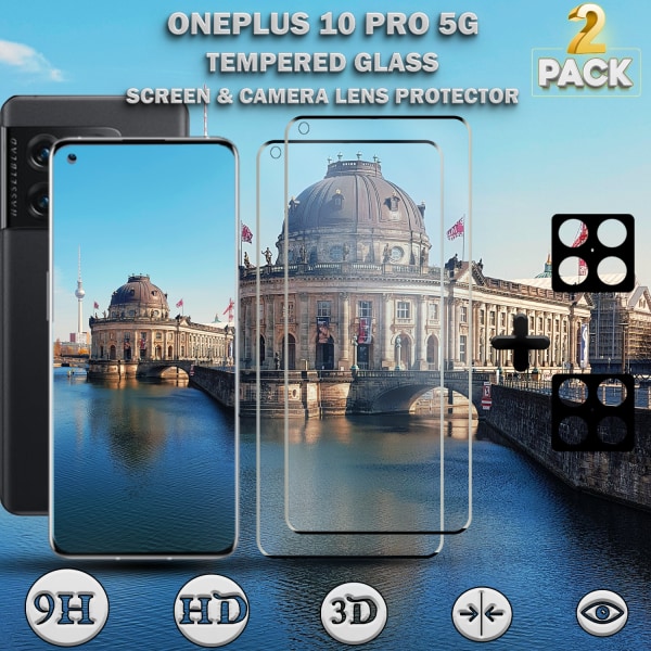 2-Pack OnePlus 10 Pro 5G & 2-Pack linsskydd - Härdat Glas 9H - Super kvalitet 3D