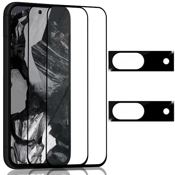 2-Pack GOOGLE PIXEL 8A Skærmbeskyttelse & 2-Pack linsebeskyttelse - Hærdet Glas 9H - Super kvalitet 3D