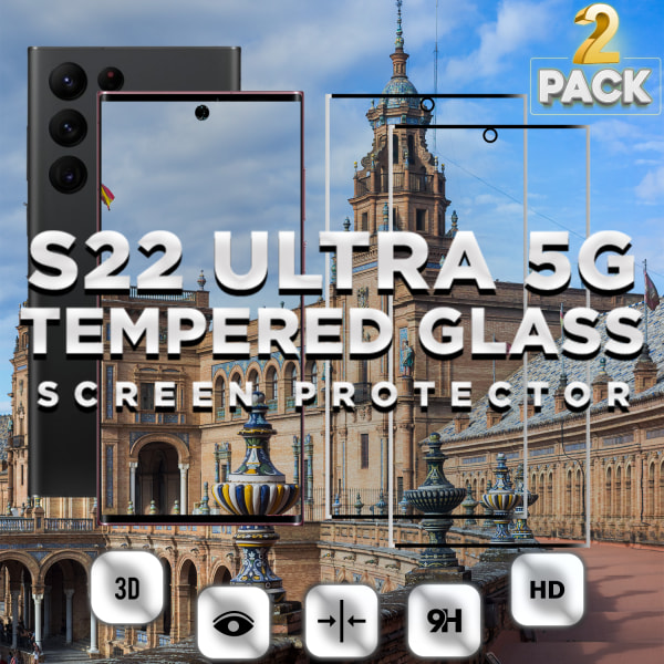 2 Pack Samsung S22 ULTRA 5G- 9H Härdat Glass -3D Super Kvalitet