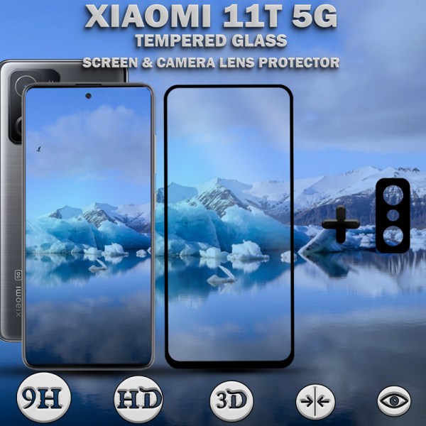 1-Pack Xiaomi 11T 5G Skärmskydd & 1-Pack linsskydd - Härdat Glas 9H - Super kvalitet 3D