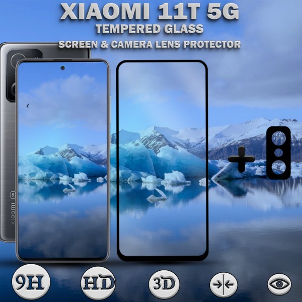 1-Pack XIAOMI 11T Skærmbeskyttelse & 1-Pack linsebeskyttelse - Hærdet Glas 9H - Super kvalitet 3D