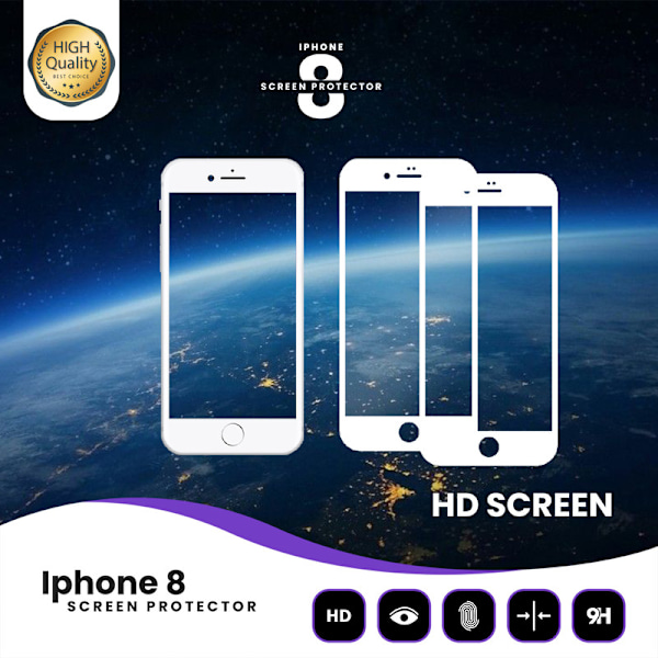 2-Pack IPHONE 8 Näytönsuoja - Karkaistu Lasi 9H - Super laatu 3D