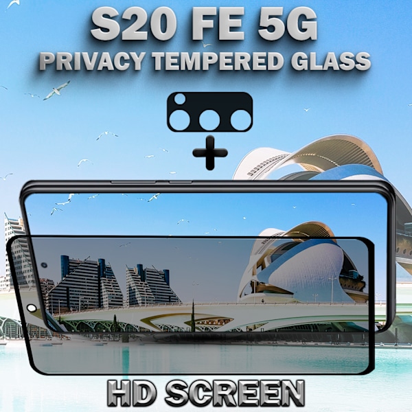 1-Pack Privacy SAMSUNG S20 FE 5G Skärmskydd & 1-Pack linsskydd - Härdat Glas 9H - Super kvalitet 3D