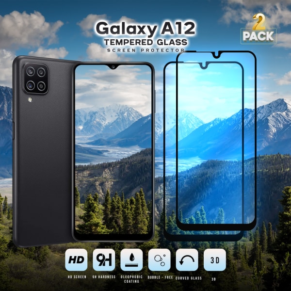 2-Pack Samsung Galaxy A12 - Härdat Glas 9H - Super Kvalitet 3D