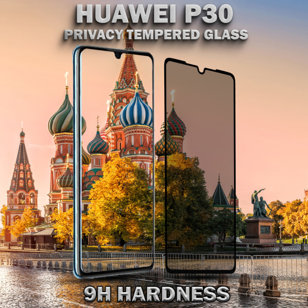 1-Pack Privacy Skärmskydd For Huawei P30 - Härdat Glas 9H - Super Kvalitet 3D