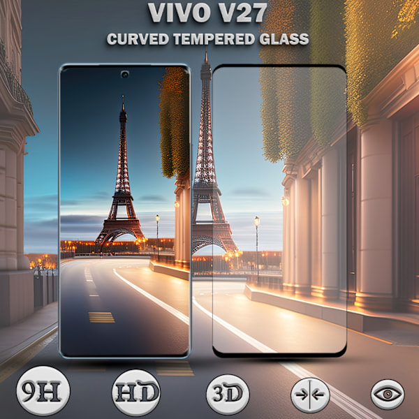 1-Pack VIVO V27 Skærmbeskyttelse - Hærdet Glas 9H - Super kvalitet 3D