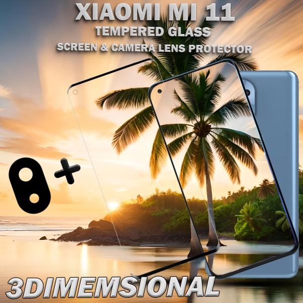 Xiaomi Mi 11 Skärmskydd & 1-Pack linsskydd - Härdat Glas 9H - Super kvalitet 3D