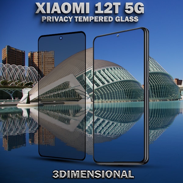 1-Pack Privacy Skärmskydd For Xiaomi 12T (5G) - Härdat Glas 9H - Super Kvalitet 3D