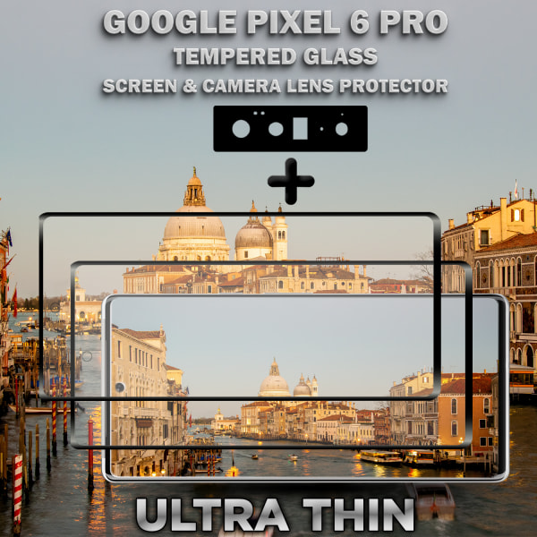 2-Pack GOOGLE PIXEL 6 PRO Skærmbeskyttelse & 1-Pack linsebeskyttelse - Hærdet Glas 9H - Super kvalitet 3D