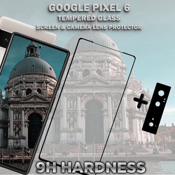 1-Pack GOOGLE PIXEL 6 Skærmbeskyttelse & 1-Pack linsebeskyttelse - Hærdet Glas 9H - Super kvalitet 3D
