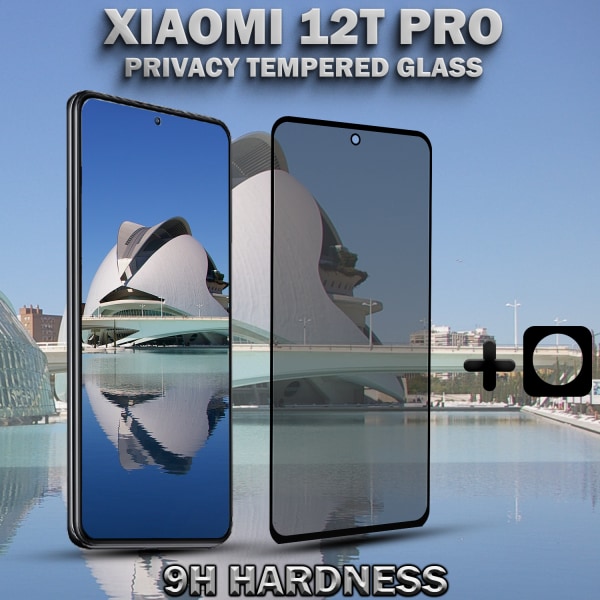1-Pack Privacy XIAOMI 12T PRO Skärmskydd & 1-Pack linsskydd - Härdat Glas 9H - Super kvalitet 3D