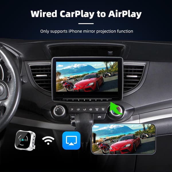Trådløs CarPlay & Android Auto-adapter 4-i-1 med Bluetooth 5.2