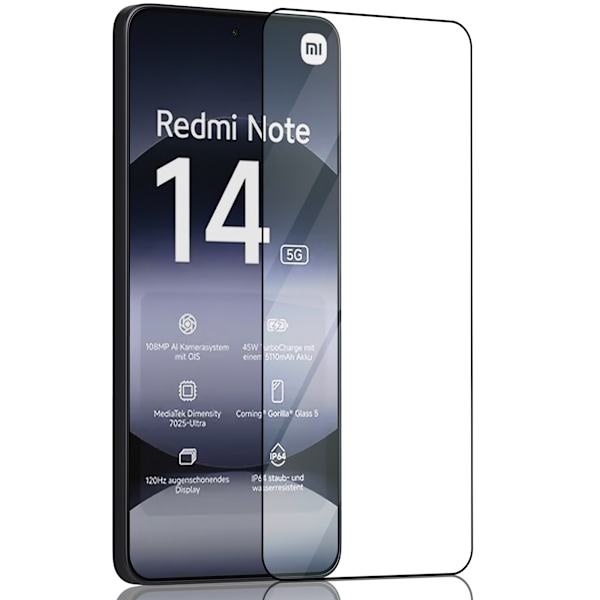 1-Pack Xiaomi Redmi Note 14 Skærmbeskyttelse - Hærdet Glas 9H - Super kvalitet 3D