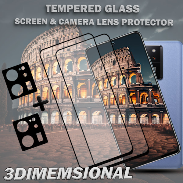 2-Pack XIAOMI 13T 5G Skärmskydd & 2-Pack linsskydd - Härdat Glas 9H - Super kvalitet 3D