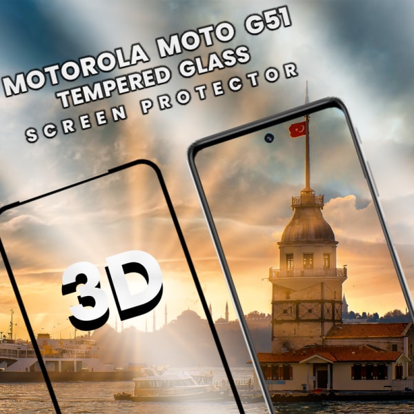 Motorola Moto G51 - Härdat Glas 9H -Super kvalitet 3D Skärmskydd