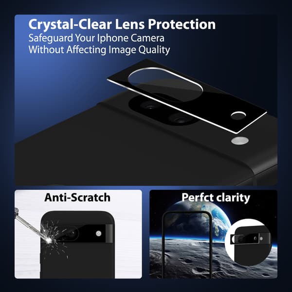 2-Pack GOOGLE PIXEL 8A Skærmbeskyttelse & 2-Pack linsebeskyttelse - Hærdet Glas 9H - Super kvalitet 3D