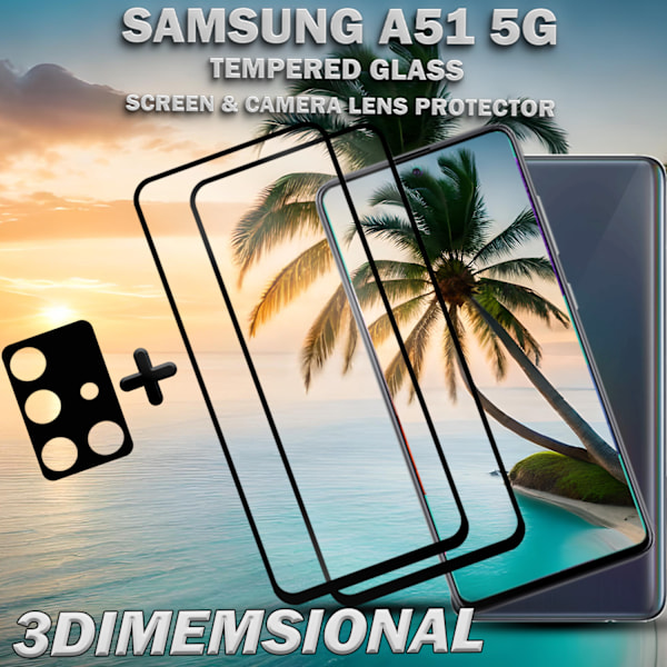 2-Pack SAMSUNG A51 Skærmbeskyttelse & 1-Pack linsebeskyttelse - Hærdet Glas 9H - Super kvalitet 3D