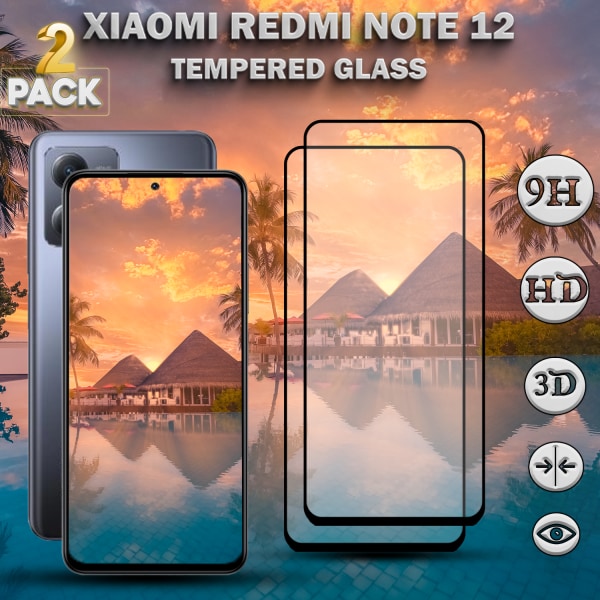 2-Pack Xiaomi Redmi Note 12 - Härdat Glas 9H-Super kvalitet 3D Skärmskydd