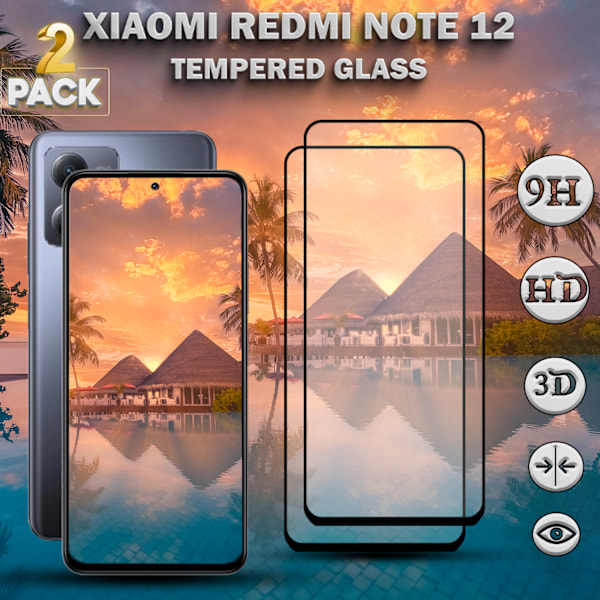 2-Pack Xiaomi Redmi Note 12 - Härdat Glas 9H-Super kvalitet 3D Skärmskydd