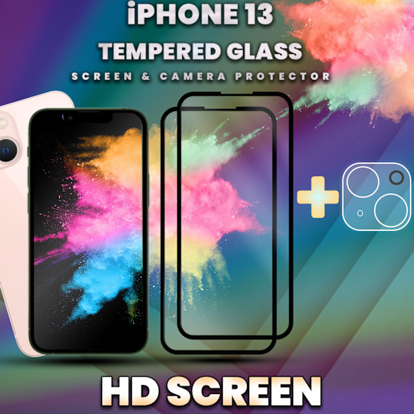 2-Pack IPHONE 13 Skærmbeskyttelse & 1-Pack linsebeskyttelse - Hærdet Glas 9H - Super kvalitet 3D