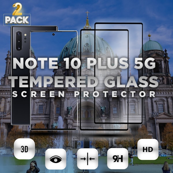 2-Pack SAMSUNG NOTE 10 PLUS Skærmbeskyttelse - Hærdet Glas 9H - Super kvalitet 3D