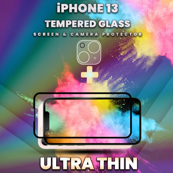 1-Pack IPHONE 13 Skærmbeskyttelse & 1-Pack linsebeskyttelse - Hærdet Glas 9H - Super kvalitet 3D