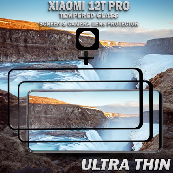 2-Pack XIAOMI 12T PRO Skærmbeskyttelse & 1-Pack linsebeskyttelse - Hærdet Glas 9H - Super kvalitet 3D
