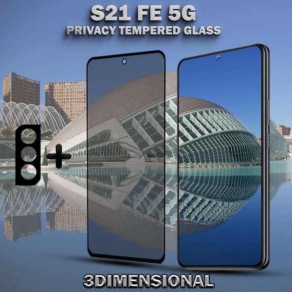 1-Pack Privacy SAMSUNG S21 FE 5G Skärmskydd & 1-Pack linsskydd - Härdat Glas 9H - Super kvalitet 3D