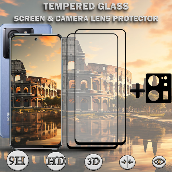 2-Pack XIAOMI 13T Skärmskydd & 1-Pack linsskydd - Härdat Glas 9H - Super kvalitet 3D
