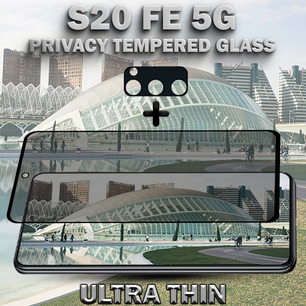 1-Pack Privacy SAMSUNG S20 FE 5G Skärmskydd & 1-Pack linsskydd - Härdat Glas 9H - Super kvalitet 3D