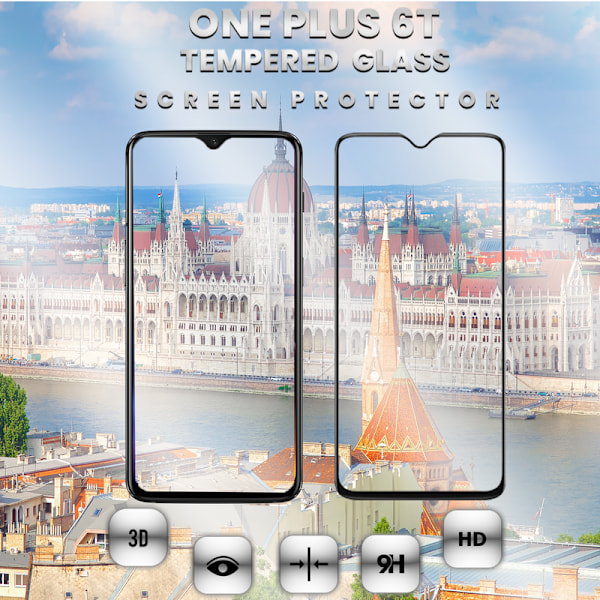 1-Pack ONEPLUS 6T Skærmbeskyttelse - Hærdet Glas 9H - Super kvalitet 3D