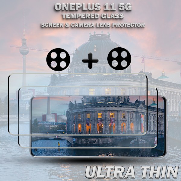 2-Pack ONEPLUS 11 Näytönsuoja & 2-Pack linssinsuoja - Karkaistu Lasi 9H - Super laatu 3D